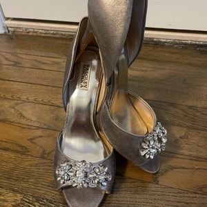 Stunning Badgley Mischka Jeweled Peep Toe Heels